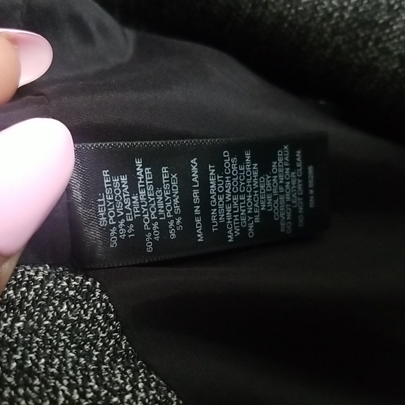 Express fitted Black and White/Gray Faux Leather on Collar Blazer - Picture 5 of 7